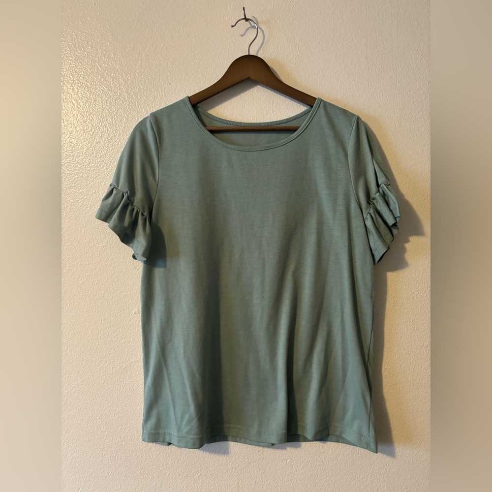 Women's Ruffle Sleeve Top - Green